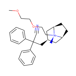 COCCOCC[N@@+]1(C)[C@H]2CC[C@@H]1C[C@H](CC(C#N)(c1ccccc1)c1ccccc1)C2 ZINC000299846160