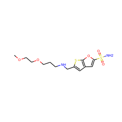 COCCOCCCNCc1cc2cc(S(N)(=O)=O)oc2s1 ZINC000013726340