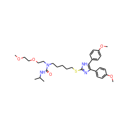 COCCOCCN(CCCCCSc1nc(-c2ccc(OC)cc2)c(-c2ccc(OC)cc2)[nH]1)C(=O)NC(C)C ZINC000026018115