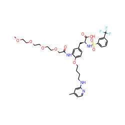 COCCOCCOCCOCC(=O)Nc1cc(C[C@H](NS(=O)(=O)c2cccc(C(F)(F)F)c2)C(=O)O)ccc1OCCCCNc1cc(C)ccn1 ZINC000095548910