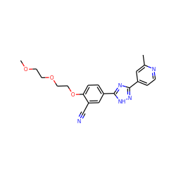 COCCOCCOc1ccc(-c2nc(-c3ccnc(C)c3)n[nH]2)cc1C#N ZINC000003817574