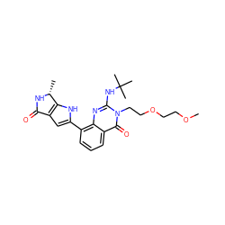 COCCOCCn1c(NC(C)(C)C)nc2c(-c3cc4c([nH]3)[C@@H](C)NC4=O)cccc2c1=O ZINC000222419093