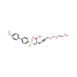 COCCOCOCC#CC[C@@H](NS(=O)(=O)c1ccc(-c2ccc(OC)cc2)cc1)C(=O)O ZINC000013862456