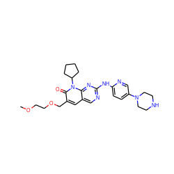 COCCOCc1cc2cnc(Nc3ccc(N4CCNCC4)cn3)nc2n(C2CCCC2)c1=O ZINC000013641610