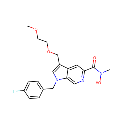 COCCOCc1cn(Cc2ccc(F)cc2)c2cnc(C(=O)N(C)O)cc12 ZINC000035859564