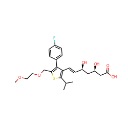 COCCOCc1sc(C(C)C)c(/C=C/[C@@H](O)C[C@@H](O)CC(=O)O)c1-c1ccc(F)cc1 ZINC000027632308