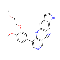 COCCOc1cc(-c2cncc(C#N)c2Nc2ccc3[nH]ccc3c2)ccc1OC ZINC000040874723