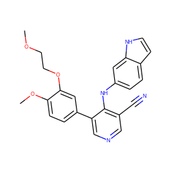 COCCOc1cc(-c2cncc(C#N)c2Nc2ccc3cc[nH]c3c2)ccc1OC ZINC000040874997