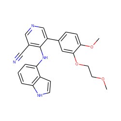 COCCOc1cc(-c2cncc(C#N)c2Nc2cccc3[nH]ccc23)ccc1OC ZINC000040874721