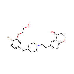 COCCOc1cc(CC2CCN(CCc3ccc4c(c3)[C@H](O)CCO4)CC2)ccc1Br ZINC000068251402