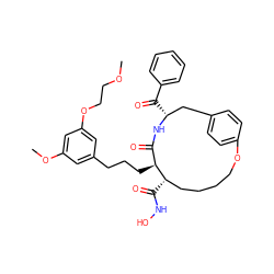 COCCOc1cc(CCC[C@H]2C(=O)N[C@H](C(=O)c3ccccc3)Cc3ccc(cc3)OCCCC[C@@H]2C(=O)NO)cc(OC)c1 ZINC000026740779