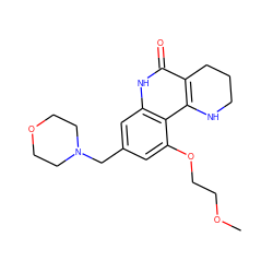 COCCOc1cc(CN2CCOCC2)cc2[nH]c(=O)c3c(c12)NCCC3 ZINC000118733455