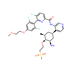 COCCOc1cc(F)c(-c2nc(C(=O)Nc3cnccc3[C@@H]3C[C@H](C)[C@H](OCCS(C)(=O)=O)[C@H](N)C3)ccc2F)c(F)c1 ZINC000261139947