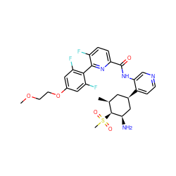COCCOc1cc(F)c(-c2nc(C(=O)Nc3cnccc3[C@@H]3C[C@H](C)[C@H](S(C)(=O)=O)[C@H](N)C3)ccc2F)c(F)c1 ZINC000261188635