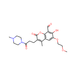 COCCOc1cc2c(C)c(CCC(=O)N3CCN(C)CC3)c(=O)oc2c(C=O)c1O ZINC000165581106