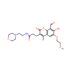 COCCOc1cc2c(C)c(CCC(=O)NCCN3CCOCC3)c(=O)oc2c(C=O)c1O ZINC000221410837