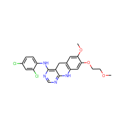 COCCOc1cc2c(cc1OC)Cc1c(Nc3ccc(Cl)cc3Cl)ncnc1N2 ZINC000013538137