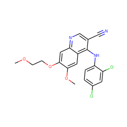 COCCOc1cc2ncc(C#N)c(Nc3ccc(Cl)cc3Cl)c2cc1OC ZINC000013554016