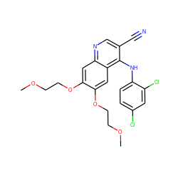 COCCOc1cc2ncc(C#N)c(Nc3ccc(Cl)cc3Cl)c2cc1OCCOC ZINC000013554013