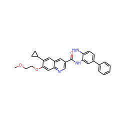 COCCOc1cc2ncc(C(=O)Nc3cc(-c4ccccc4)ccc3N)cc2cc1C1CC1 ZINC000144696819