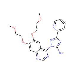 COCCOc1cc2ncnc(-n3nc(-c4ccccn4)nc3N)c2cc1OCCOC ZINC000653782500