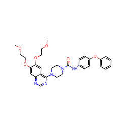 COCCOc1cc2ncnc(N3CCN(C(=O)Nc4ccc(Oc5ccccc5)cc4)CC3)c2cc1OCCOC ZINC000027208779