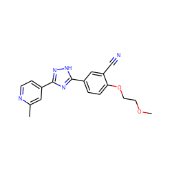 COCCOc1ccc(-c2nc(-c3ccnc(C)c3)n[nH]2)cc1C#N ZINC000040866601