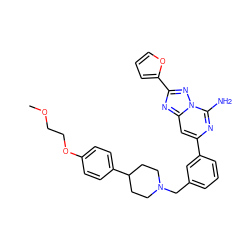 COCCOc1ccc(C2CCN(Cc3cccc(-c4cc5nc(-c6ccco6)nn5c(N)n4)c3)CC2)cc1 ZINC000028113586