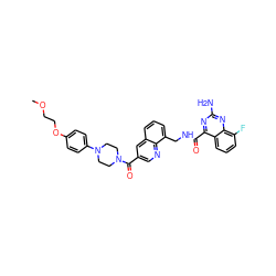 COCCOc1ccc(N2CCN(C(=O)c3cnc4c(CNC(=O)c5nc(N)nc6c(F)cccc56)cccc4c3)CC2)cc1 ZINC000653813212