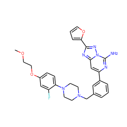 COCCOc1ccc(N2CCN(Cc3cccc(-c4cc5nc(-c6ccco6)nn5c(N)n4)c3)CC2)c(F)c1 ZINC000095606409