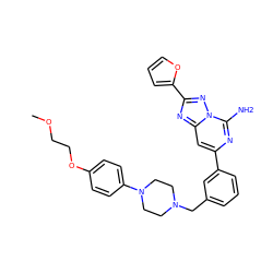 COCCOc1ccc(N2CCN(Cc3cccc(-c4cc5nc(-c6ccco6)nn5c(N)n4)c3)CC2)cc1 ZINC000053267839