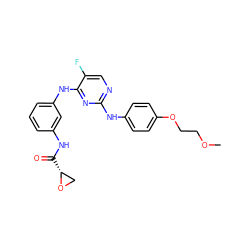 COCCOc1ccc(Nc2ncc(F)c(Nc3cccc(NC(=O)[C@@H]4CO4)c3)n2)cc1 ZINC000224247763