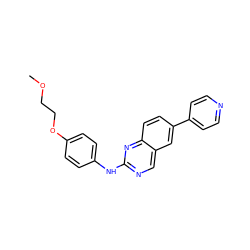 COCCOc1ccc(Nc2ncc3cc(-c4ccncc4)ccc3n2)cc1 ZINC000095589108