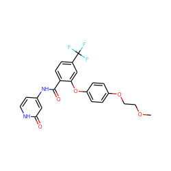 COCCOc1ccc(Oc2cc(C(F)(F)F)ccc2C(=O)Nc2cc[nH]c(=O)c2)cc1 ZINC000223858215