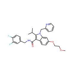 COCCOc1ccc2c(C(=O)NCc3ccc(F)c(F)c3)c(C(C)C)n(Cc3ccccn3)c2c1 ZINC000096172248