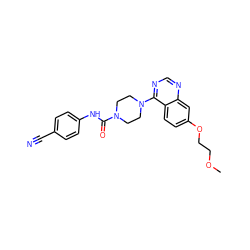 COCCOc1ccc2c(N3CCN(C(=O)Nc4ccc(C#N)cc4)CC3)ncnc2c1 ZINC000013475648