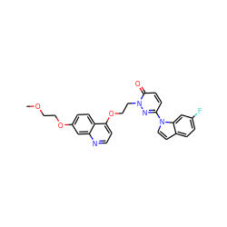 COCCOc1ccc2c(OCCn3nc(-n4ccc5ccc(F)cc54)ccc3=O)ccnc2c1 ZINC000207632086