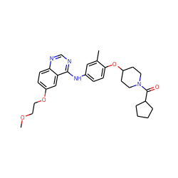 COCCOc1ccc2ncnc(Nc3ccc(OC4CCN(C(=O)C5CCCC5)CC4)c(C)c3)c2c1 ZINC000028706409