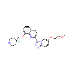 COCCOc1ccc2nnc(-c3ccc4cccc(OCC5(F)CCNCC5)c4n3)n2c1 ZINC000096175103