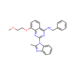 COCCOc1cccc2c(NCc3ccccc3)nc(-n3c(C)nc4ccccc43)nc12 ZINC000208161620