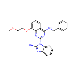 COCCOc1cccc2c(NCc3ccccc3)nc(-n3c(N)nc4ccccc43)nc12 ZINC000261173132