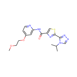 COCCOc1ccnc(NC(=O)c2csc(-c3nncn3C(C)C)n2)c1 ZINC001772648478