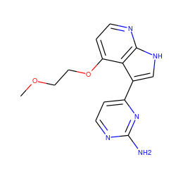 COCCOc1ccnc2[nH]cc(-c3ccnc(N)n3)c12 ZINC000029135076