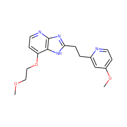 COCCOc1ccnc2nc(CCc3cc(OC)ccn3)[nH]c12 ZINC000038387870