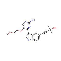 COCCOc1cnc(N)nc1-c1c[nH]c2ccc(C#CC(C)(C)O)cc12 ZINC000095589262