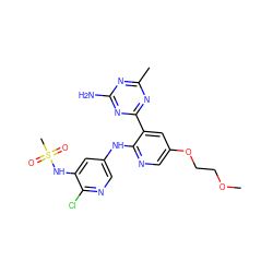 COCCOc1cnc(Nc2cnc(Cl)c(NS(C)(=O)=O)c2)c(-c2nc(C)nc(N)n2)c1 ZINC000095561304