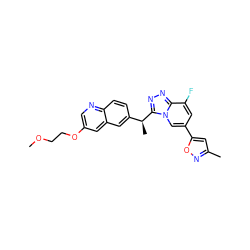 COCCOc1cnc2ccc([C@H](C)c3nnc4c(F)cc(-c5cc(C)no5)cn34)cc2c1 ZINC000263621022