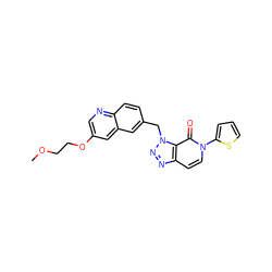 COCCOc1cnc2ccc(Cn3nnc4ccn(-c5cccs5)c(=O)c43)cc2c1 ZINC000084669942