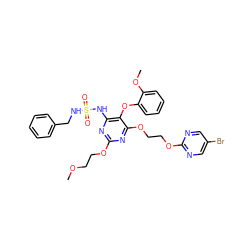 COCCOc1nc(NS(=O)(=O)NCc2ccccc2)c(Oc2ccccc2OC)c(OCCOc2ncc(Br)cn2)n1 ZINC000095556471