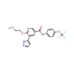 COCCOc1ncc(C(=O)Nc2ccc(OC(F)(F)F)cc2)cc1-c1ccn[nH]1 ZINC000205922876